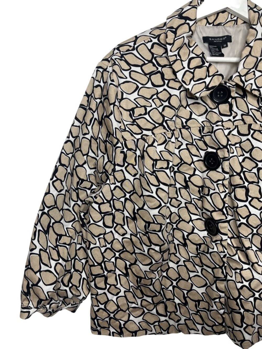 Sandro Tweed Blazer Plus 1X Tan Black Preppy - Picture 2 of 12